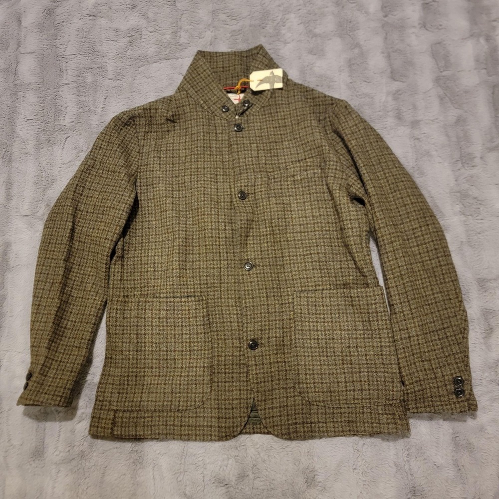 Relwen Heritage Trap Blazer Mens XL Green Wool Check Tweed Sport Coat Jacket